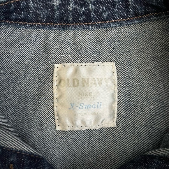 Old Navy jean jacket womens XS Trucker medium dark stretch denim Old School - Picture 3 of 12